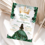 Elegant Emerald Green Floral Gold Crown Mis Quince Einladung<br><div class="desc">Elegante Smaragdgrüne blaue Crown Mis Quince Einladung Quinceañera,  Mis Quince 15 Anos,  16. Geburtstag Schmetterling.</div>