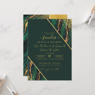 ELEGANT EMERALD GREEN FOIL ABSTRAKT AGATE WEDD EINLADUNG