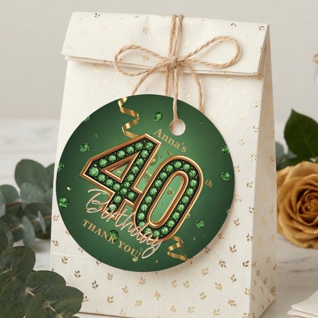 Elegant Emerald Green Gold 40th Birthday Luxury Geschenkanhänger (Von Creator hochgeladen)