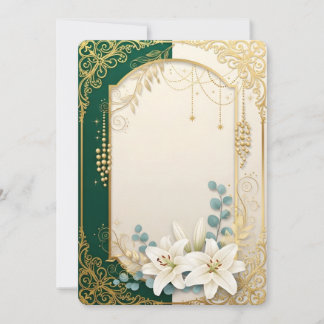 Elegant Emerald Green & Gold Lily Wedding Invitati Einladung