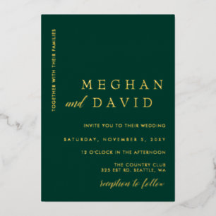 Elegant Emerald Green Gold Wedding Foil Einladung