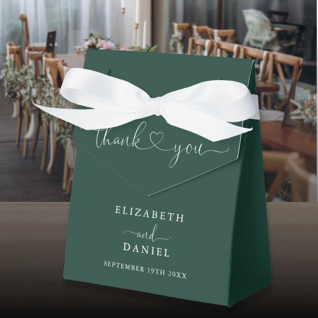 Elegant Emerald Green Heart Script Wedding Geschenkschachtel (Elegant Emerald Green Heart Script Wedding Favor Boxes)