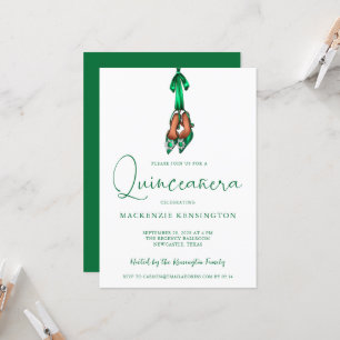 Elegant Emerald Green Lux High Heels Quinceañera Einladung