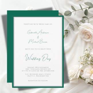 Elegant Emerald Green Minimalistisch Einladung