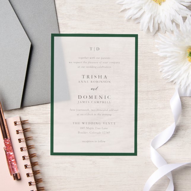 Elegant Emerald Green Monogram Modern Wedding (Hochzeit)