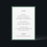 Elegant Emerald Green Monogram Modern Wedding Begleitkarte<br><div class="desc">Moderne Hochzeitskartentafeln,  die ein gepflegtes Design mit Serif- und Script-Schriftart bieten.</div>