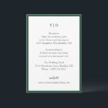 Elegant Emerald Green Monogram Modern Wedding Begleitkarte<br><div class="desc">Moderne Hochzeitskartentafeln,  die ein gepflegtes Design mit Serif- und Script-Schriftart bieten.</div>