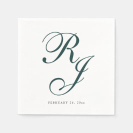 Elegant Emerald Green Monogram Wedding Napkins Serviette