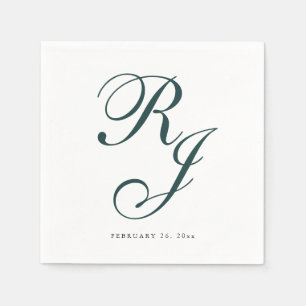 Elegant Emerald Green Monogram Wedding Napkins Serviette