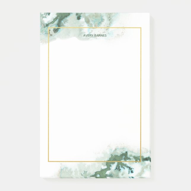 Elegant Emerald Green Ombre Marble Personalisiert Post-it Klebezettel (Vorderseite)