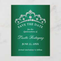 Elegant Emerald Green Quinceanera Save the Date