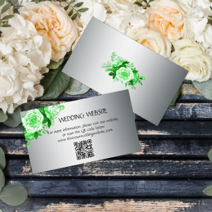 Elegant Emerald Green Rose Boho Wedding Website Begleitkarte