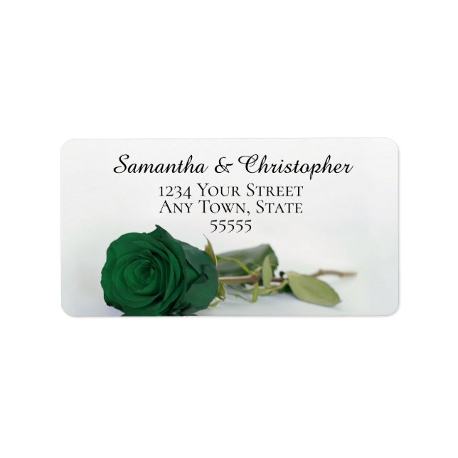 Elegant Emerald Green Rose Wedding Address Adressaufkleber (Vorne)