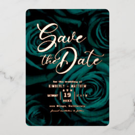 Elegant Emerald Green Save the Date Hochzeit Folieneinladung