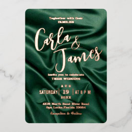 Elegant Emerald Green Silk Gold Moderne Hochzeit Folieneinladung