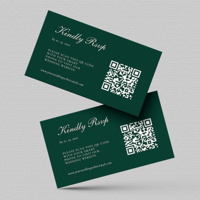 Elegant Emerald Green UAWG QR Code Wedding Begleitkarte (Von Creator hochgeladen)