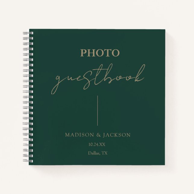 Elegant Emerald Green Wedding Guestbook Notizbuch (Vorderseite)