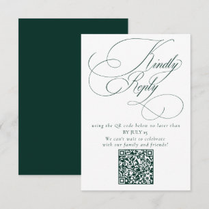 Elegant Emerald Green Wedding QR Code Bitte beantw RSVP Karte