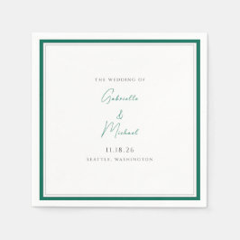 Elegant Emerald Green Wedding Script Napkins Serviette