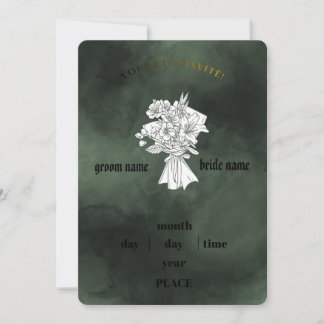 Elegant Emerald Green & White Floral Wedding Invit Einladung