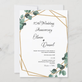 Elegant Emerald Leaf Wedding Anniversary  Einladung