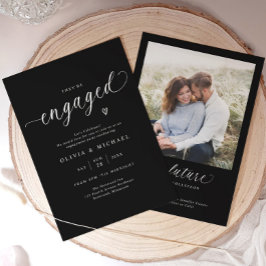Elegant Engaged Modern Black Wedding Engagement Einladung