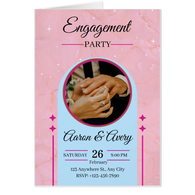 Elegant Engagement Party Invitation with Photo – M (Vorne)