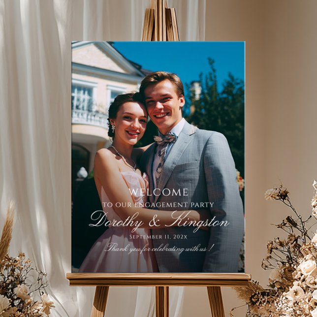 Elegant engagement party welcome sign with photo poster (Von Creator hochgeladen)