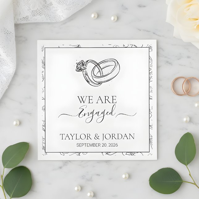 Elegant Engagement Ring We Are Engaged Custom  Serviette (Von Creator hochgeladen)