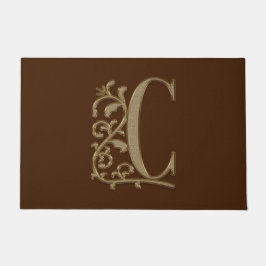 Elegant Entry Monogram C Initial on Brown Fußmatte