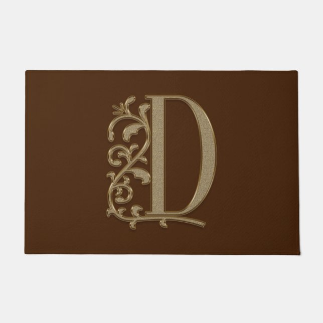 Elegant Entry Monogram D Initial on Brown Fußmatte (Vorderseite)