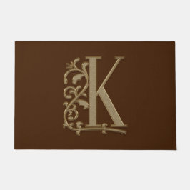 Elegant Entry Monogram K Initial on Brown Fußmatte