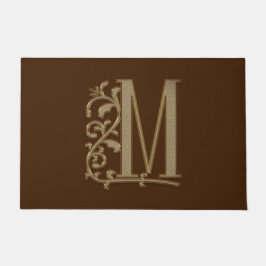 Elegant Entry Monogram M Initial on Brown Fußmatte