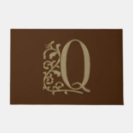 Elegant Entry Monogram Q Initial on Brown Fußmatte