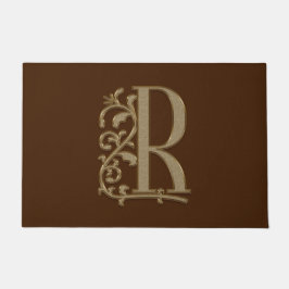 Elegant Entry Monogram R Initial on Brown Fußmatte