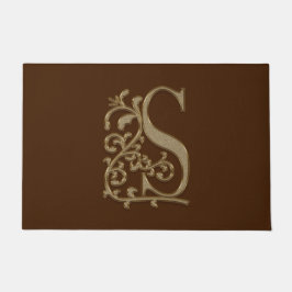 Elegant Entry Monogram S Initial on Brown Fußmatte