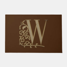 Elegant Entry Monogram W Initial on Brown Fußmatte