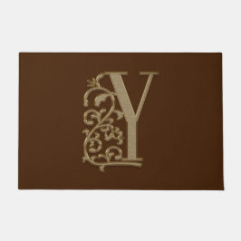 Elegant Entry Monogram Y Initial on Brown Fußmatte