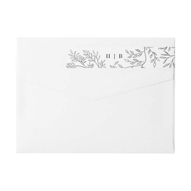 Elegant Envelope Floral Monogram skizziert Adresse (Rückseite)