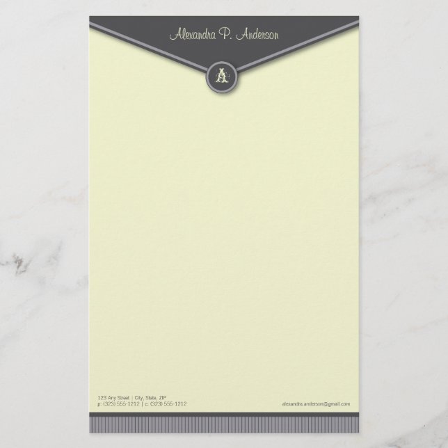 Elegant Envelope (Schiefer) Monogramm Stationery Briefpapier (Vorderseite)