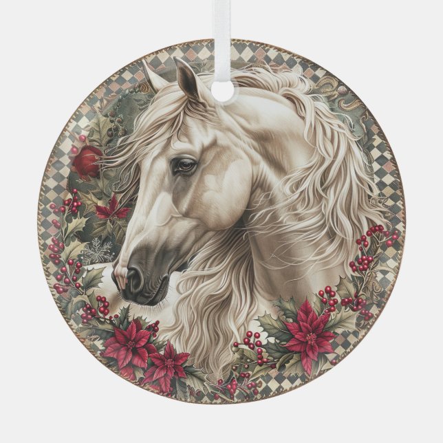Elegant Equestrian Christmas  Ornament Aus Glas (Vorderseite)