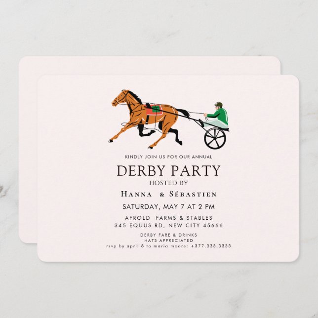 Elegant Equestrian Garden Party Invitation Einladung (Vorne/Hinten)