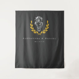 Elegant Equestrian Wedding Backdrop Tapestry Wandteppich