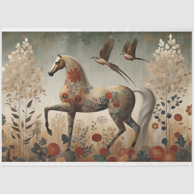 Elegant Equine, Horse, Decoupage Tissue Paper Seidenpapier (Vorderseite)