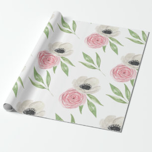 Elegant erröten rosa BlumenAquarell Geschenkpapier