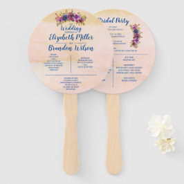 Elegant erröten rosa BlumenAquarell-Hochzeit Fächer