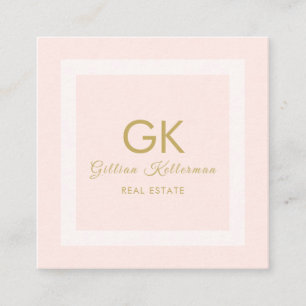 Elegant erröten rosa Goldmonogramm Quadratische Visitenkarte
