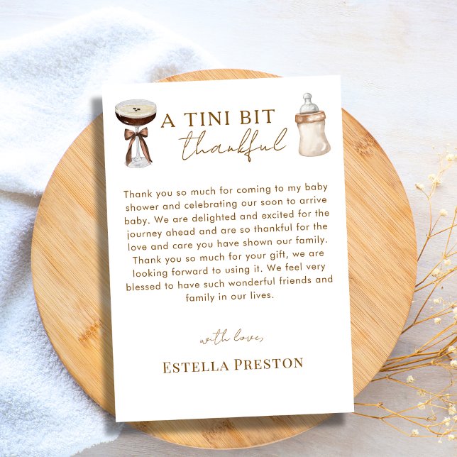 Elegant Espresso Martini & Baby Bottle Baby Shower Dankeskarte (Von Creator hochgeladen)