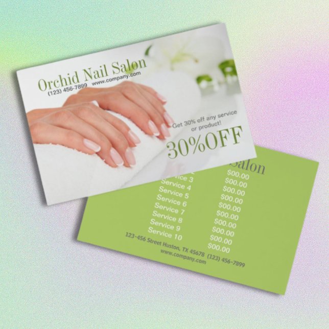 Elegant Esthetician WELLNESS-CENTER Nail Salon Pri Flyer (Elegant Esthetician SPA Nail Salon Price Lists Flyer)