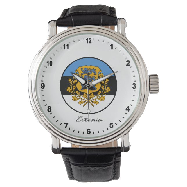 Elegant Estonia Watch & estnische Flagge Armbanduhr (Vorderseite)